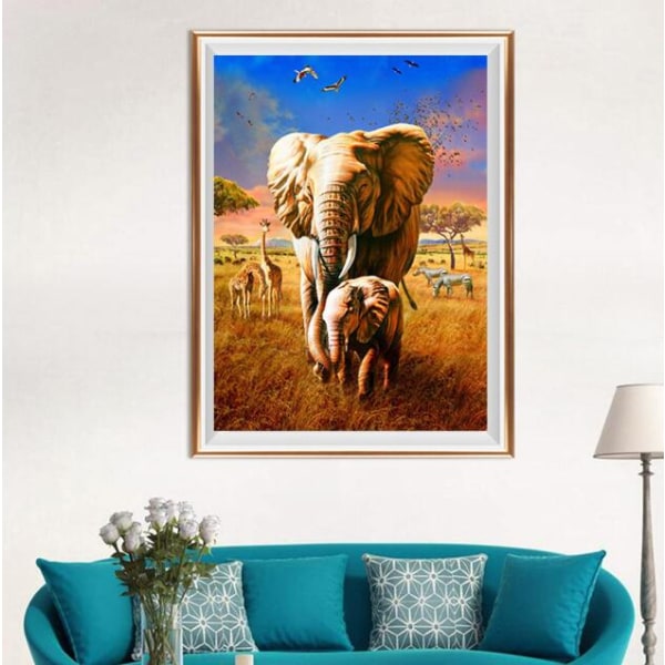 Diamantmaleri af elefantdyr (30*40 cm)