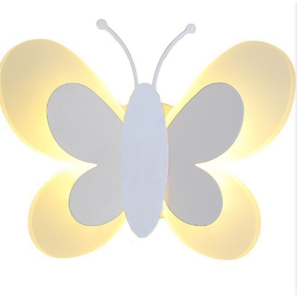 LED sommerfugldekorasjon for barnerom vegglampe (hvit)