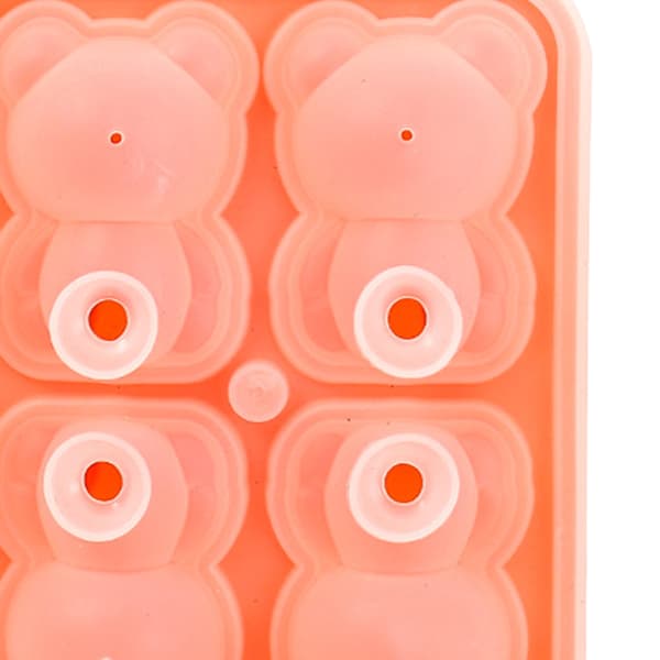 Lille Bjørn Form Isform 4 Rum Silikone Isblokform Pink