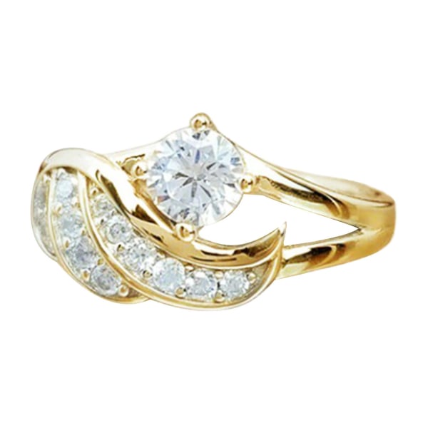 Fashion Angel Wing Rhinestone Decor Wedding Band Ring smykker gave til kvinder Silver US 8