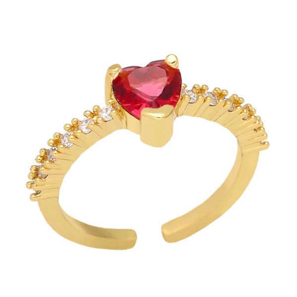 Ring Vintage Zircon Heart Stud Fashion smykker Ac8573 Red