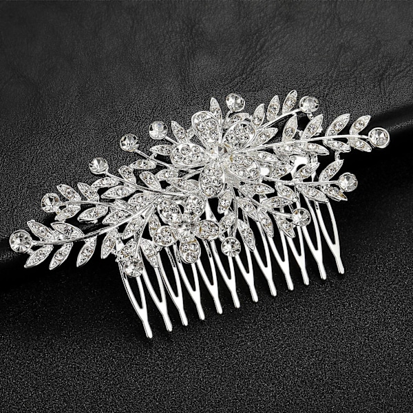 Hårkamlegering Inlagd Rhinestone Butterfly Leaf Comb Daily Casual Headwear 4