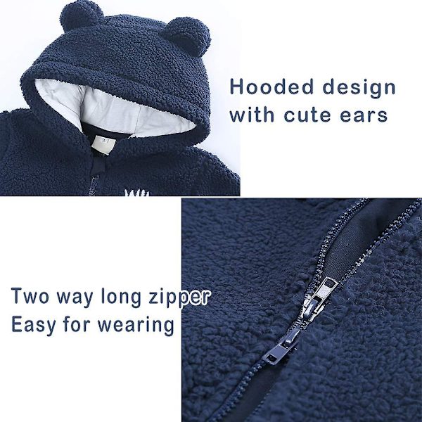 Baby fleece jumpsuit hættedragt snedragt langærmet jakkesæt blue