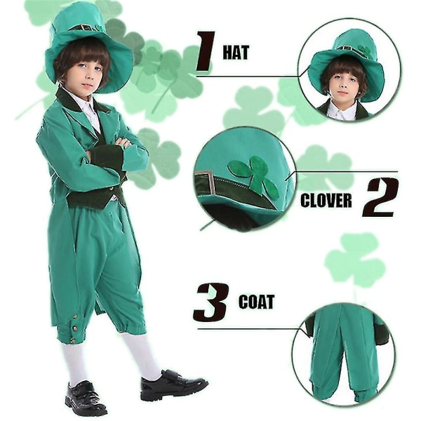 Lasten pojan puku St. Patrick Day Performance Outfit Cosplay L