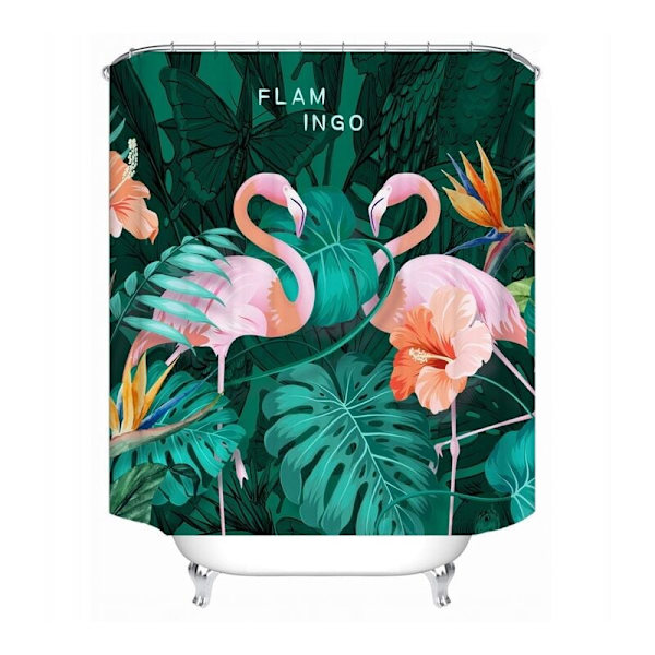 D150*180CM Flamingo 3D HD Creative Digital Printing Polyester Badrum Duschdraperi,