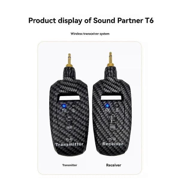 Gitar trådløs mottaker sender sett trådløst gitarsystem oppladbart trådløst system for elektrisk gitar bass Black