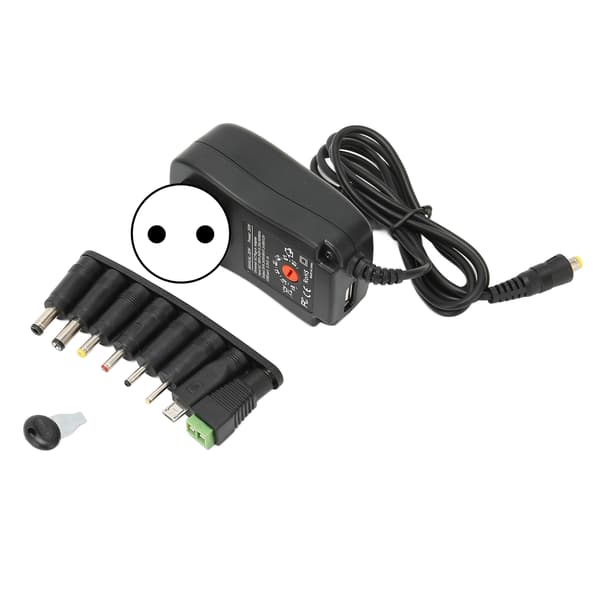 30W Universal Strømadapter USB-port Spænding Justerbar 100‑240V EU-stik