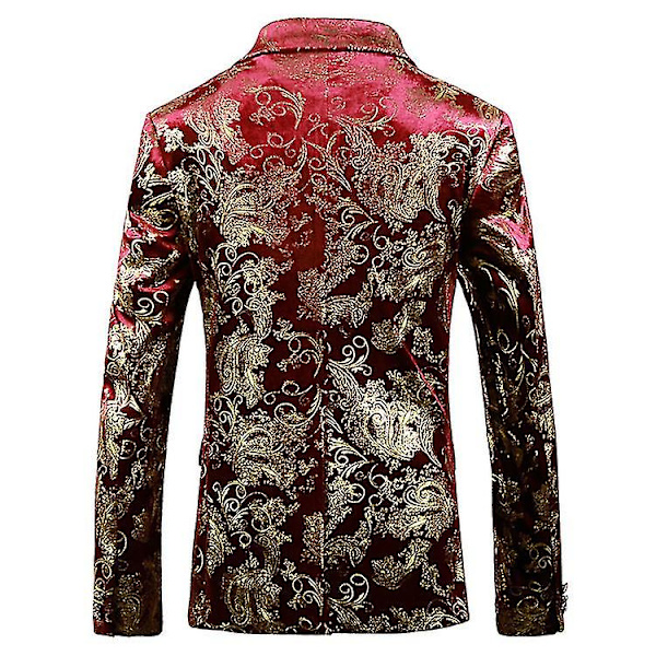 Blazer luksus guld skinnende trykt Slim Fit Button Suit 54