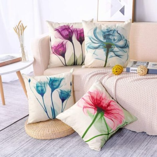 Kpl 45 x 45 cm Cover, Polyesteri- ja pellavatyynynpäälliset Sohva Auton Case (Fancy Flower)