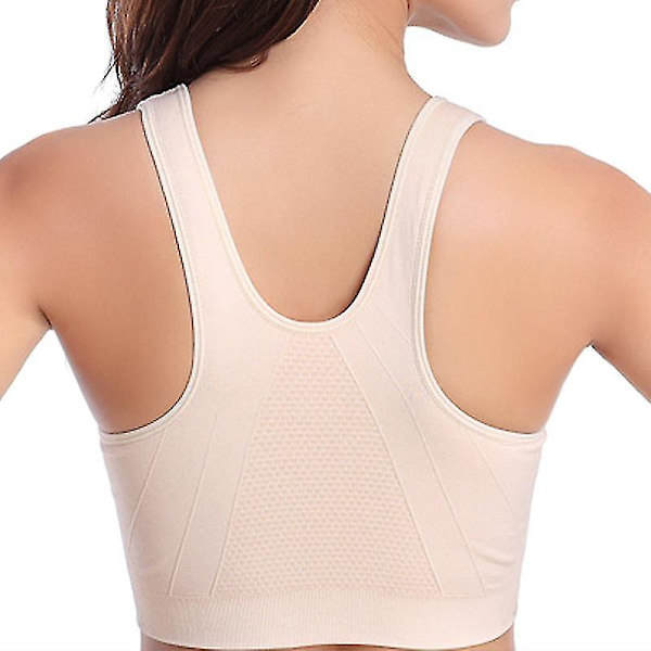 Naisten urheilullinen etuvetoketjullinen jooga Push Up pehmustetut rintaliivit Apricot M