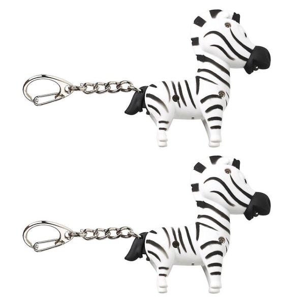 2 stk Zebra Shape Led-lyd og glødende nøgleringe Nøglevedhæng (tilfældig stil)