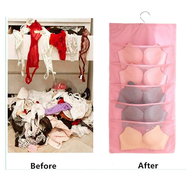 Monikäyttöinen riippuva vaatekaappi Kaksipuolinen riippuva säilytyskassi style1 pink