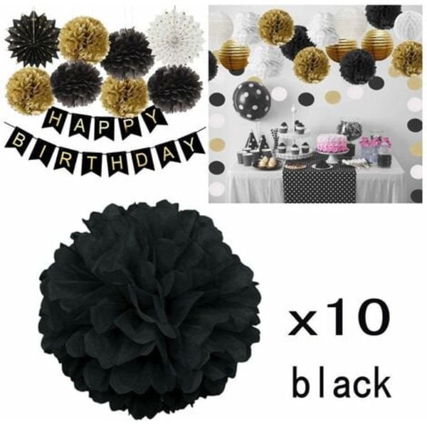 10 stk svart vev pom pom 8 tommer pom pom dekorasjon bryllup dåp fellesskap jul halloween fest tilbehør
