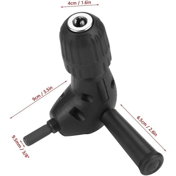 Rettvinklet borefeste - 3/8&quot; 90 drill adapter for 9,5 mm rund skaft nøkkelløs chuck
