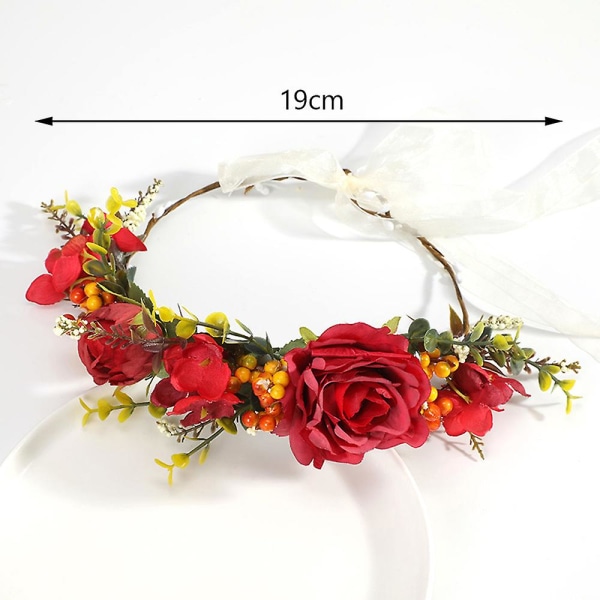 Blomkrans Blommig Garland Pannband Blomma Headpiece För Festival Bröllop 58483