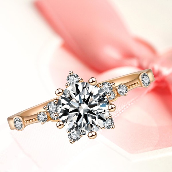 Kvinner Shining Zircon Snowflake Åpen ring Retro Circlet smykker Par Gave White Gold