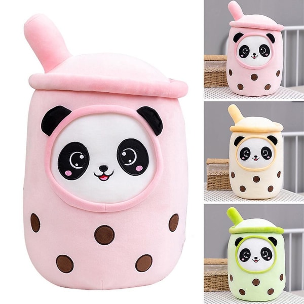 Bubble Tea Panda Plysjdukke Myk utstoppet tegneserieleke 23cm Yellow