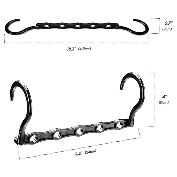 Svart 10 st Simple Style Fem hål Magic Hanger Anslutning Krok Space Storage Hanger för förvaring av kläder, väskor,