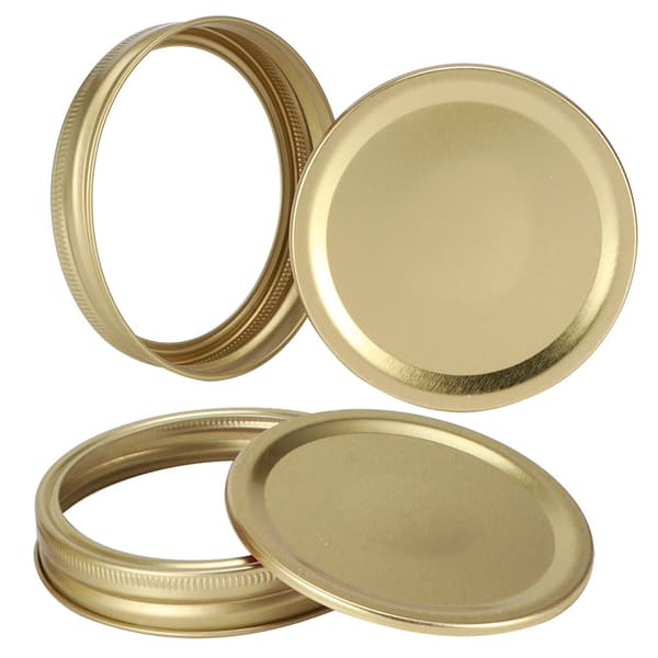 Glas Krukke Konserveringslåg 10 stk. 70 mm Guld Cirkulær Ring Dækplade