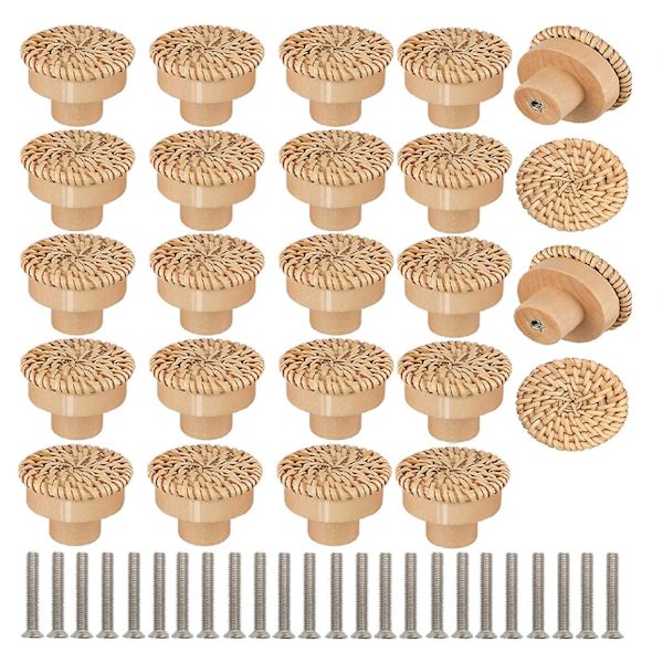 Rattan runde træhåndtag dekorative kabinet Boho møbler natural color 24pcs