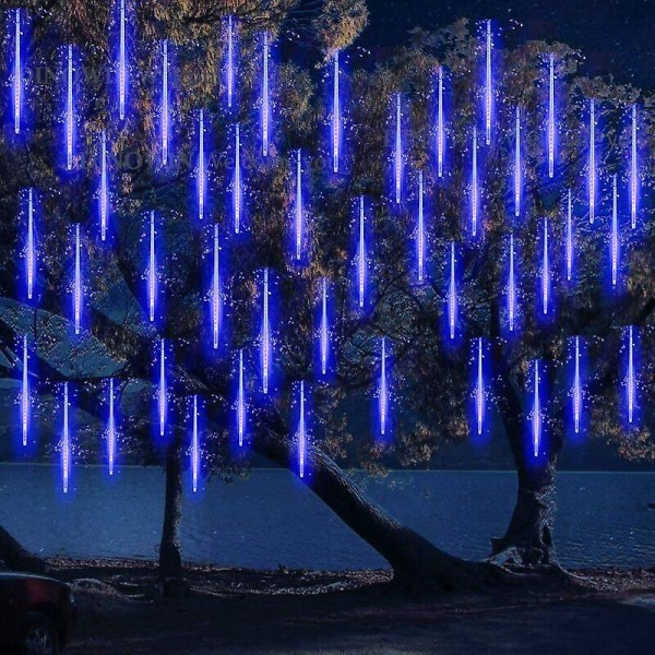 10 Rør 30cm Led Meteor Regn Lys Vandtæt Udendørs Bruser Regn Lys Til Jul Bryllupsfest Aften Hjem Træ Gran Have (blå) Cisea