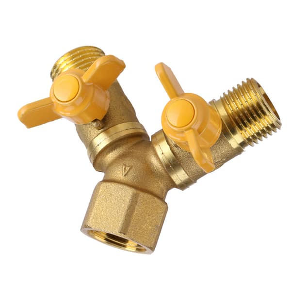 G1 2 Messing Hagevanning Dobbel Kran Slangeadapter