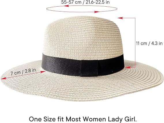 Dame Panama Bredskygget Strå Roll Up Bælte Spænde Fedora Strandhat
