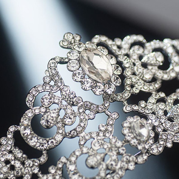Brudekrone Hodeplagg For Kvinnelig Bryllup Bursdag Hodeplagg Rhinestones Innlagt Retro Luksus Hår Silver