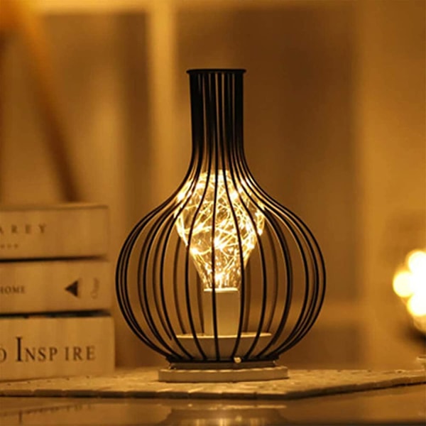Dekorativ bordslampa, vintage bordslampa, bur, nattlampa