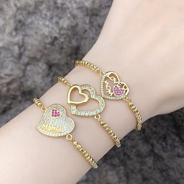 Rannekorulahja äidille Zirkoni Mama Heart Stud Muotikorut Ac8252 A
