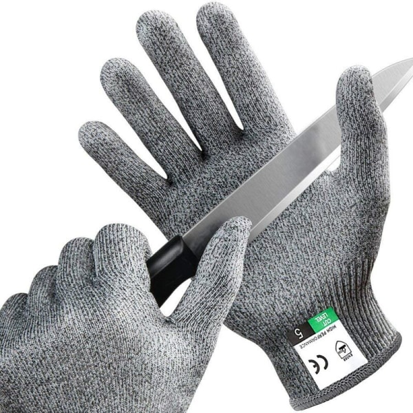 par grad 5 anti-cut handsker, fødevaregodkendt køkken skærebeskyttelse fældning havearbejde fiskeri træbearbejdningshandsker M