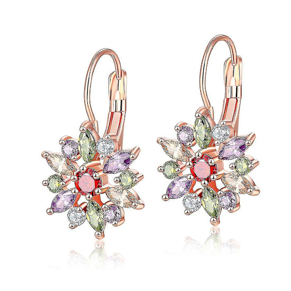 öronklämmor Aaa Colorful Flower Zircon Ear Studs For Party