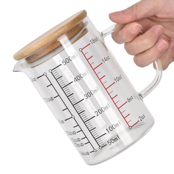 V-formad mätkopp i glas 500 ml Tydlig skala Bekvämt grepp