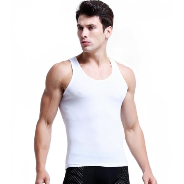 Klassisk bomullsunderskjorte for menn 1-paks A-skjorte XL
