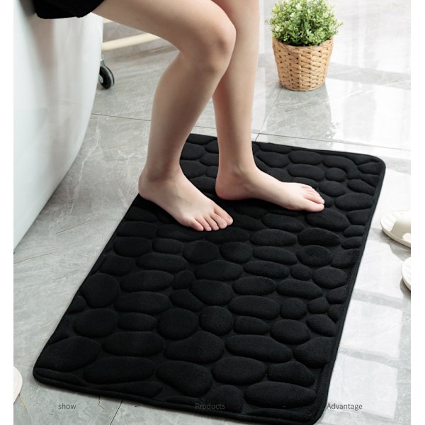 Pebble prægede gulvmåtter (sort, 50*80 CM)