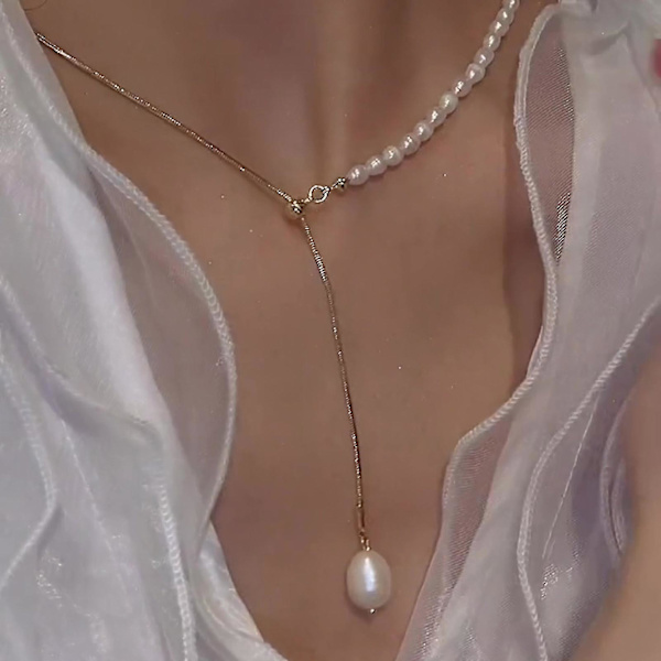 Dongdamen Pearl Pull kaulakoru solkiluun ketju sama verkko punainen koru temperamentti nainen