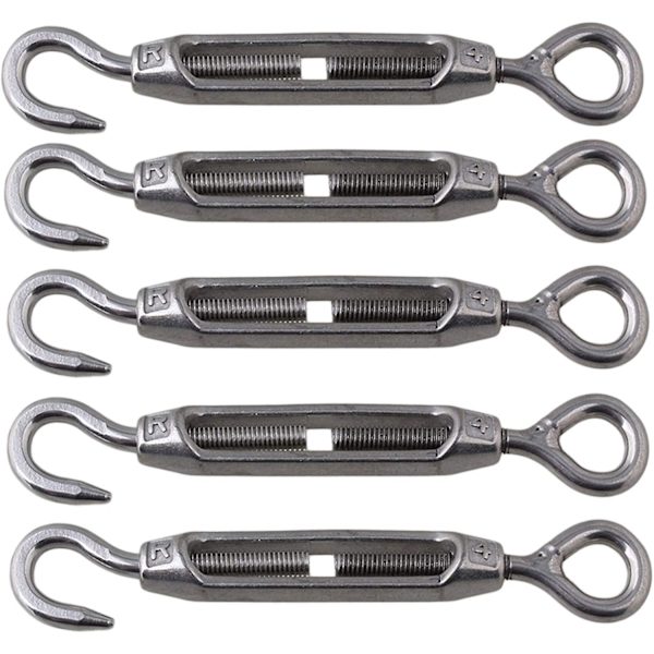 M4 5 Pack 304 rustfrit stål krog-og-øje-spændespænde