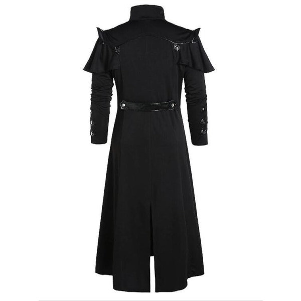 Steampunk Smokingjacka för män Gothic Coat Halloween Kostym L Black