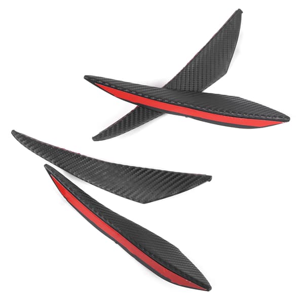 4 stk. Universal Bil Frontfanger Spoiler Karbonfiberfarge Gummi Fin Auto Dekor