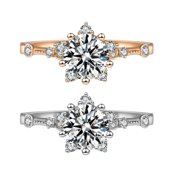 Kvinnor Shining Zircon Snowflake Open-end Ring Retro Circlet Smycken Par Present Rose Gold
