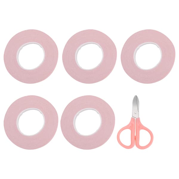 5 stk. fingertape i bomull, selvklebende plaster, håndbeskyttelse, saks, spilltilbehør, rosa