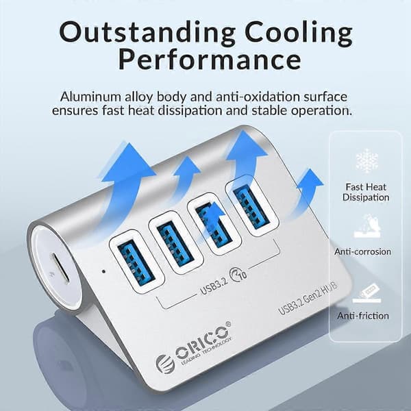 ORICO M3U7-G2 7-in-1 Type-C–USB 3.2 -telakointikeskitin Silver