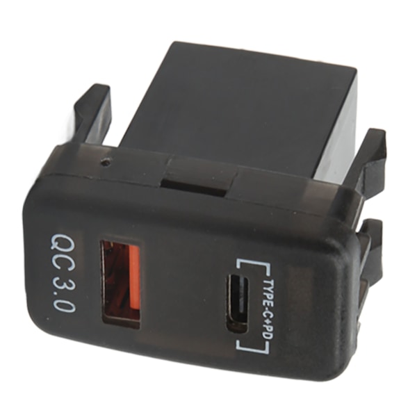 Vippekontakt Dobbelt USB Biloplader med Hurtig Opladning & Blå Voltmeter - Universal til RV'er