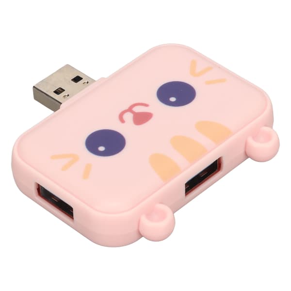 3 i 1 USB-hub Multifunksjon USB A til USB 3.0 og 2 USB 2.0 Portutvider for mus, tastatur, bærbar PC, rosa