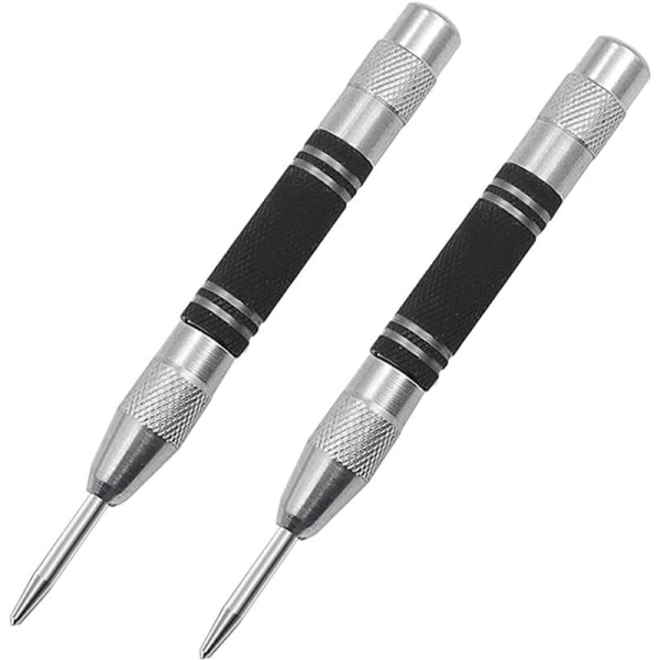 2 stk Center Punch, 5 Tommer Fjederbelastede Auto Center Punches med justerbar Slag Auto Punch Tool Fast punkt bilglas knuseværktøj