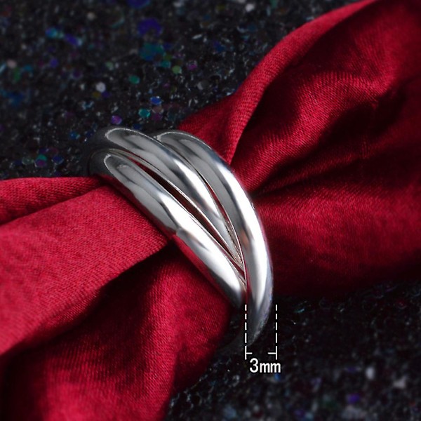 Kvinder Kreativ Glat 3 Cirkler Krydsfinger Ring Bryllupsfest smykker gave US 8