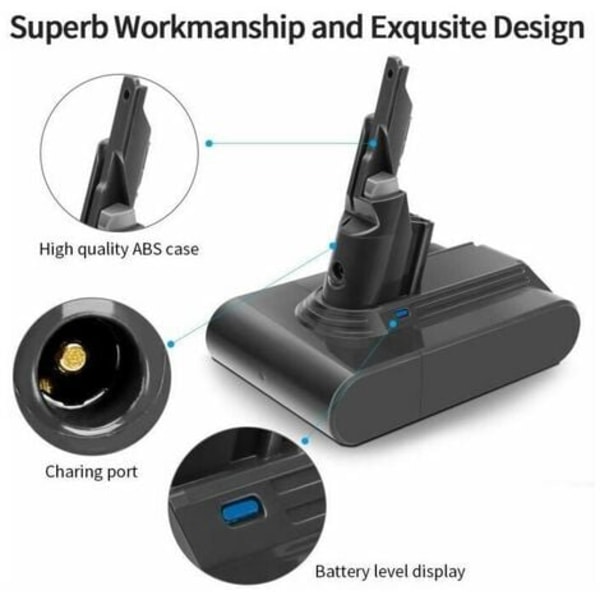 Udskiftningsbatteri til Dyson V7-serien, 21,6V 3000mAh Li-ion, med 2 STK vaskbare filtre