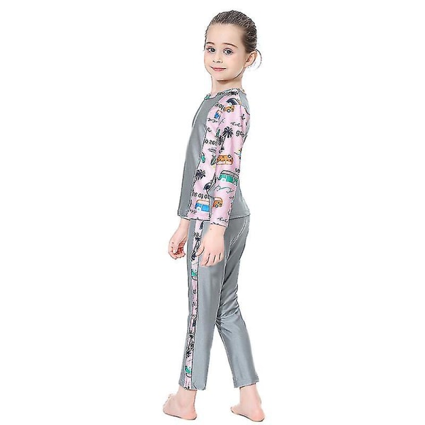 3st Barn Flickor Muslim Modest Burkini Islamic Badkläder Grey 12-13 Years