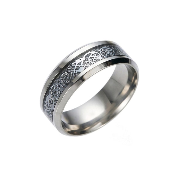 Snygga män titan stål slät yta bröllop band finger ring smycken gåva Black and Silver US 12