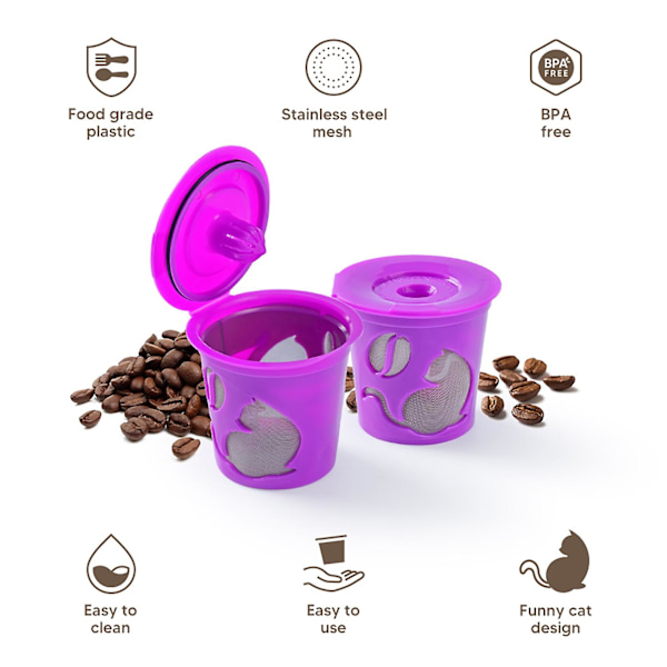 3st kaffekapselkopp Bpa fri matklassad rostsäker med lock Miljövänlig påfyllningsbar pod mesh för café